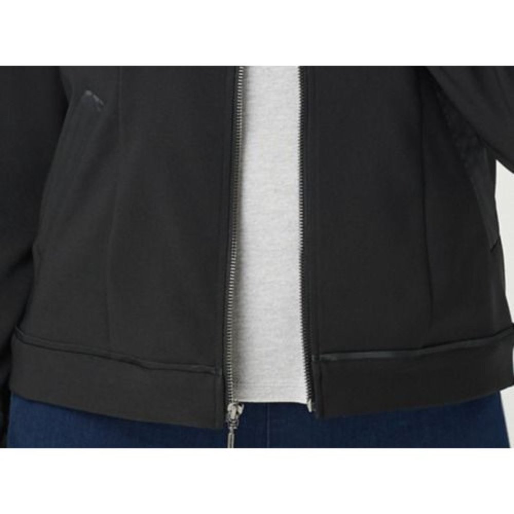 H by Halston Zip Front Bomber Jacket Size 4 Drawstring Sleeves Black A350234 - Picture 4 of 12